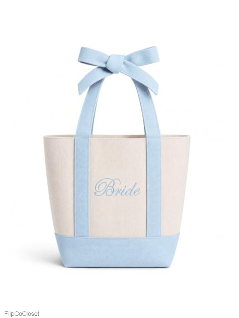 Embroidered Bride Canvas Tote Bag with Bow for Bachelorette Shower